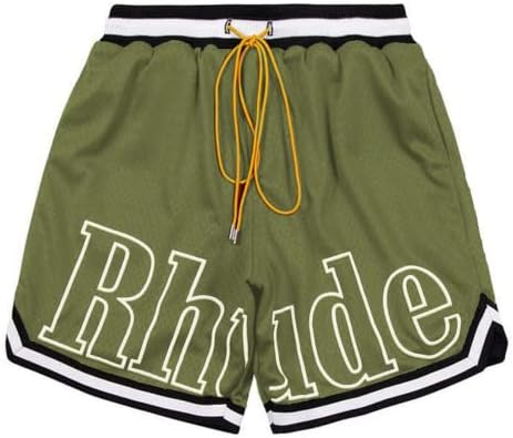 Wangohuk Men Rhude shorts trilhas de cordão de tração de treino
