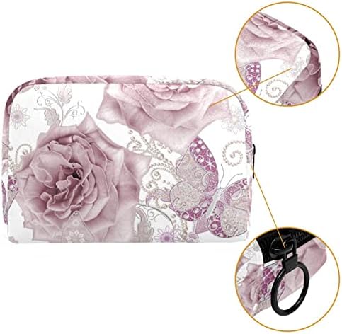 Tbouobt Bolsa cosmética para mulheres, bolsas de maquiagem Bolsa de higiene pessoal espaçosa Bolsa de viagem, Retro Purple