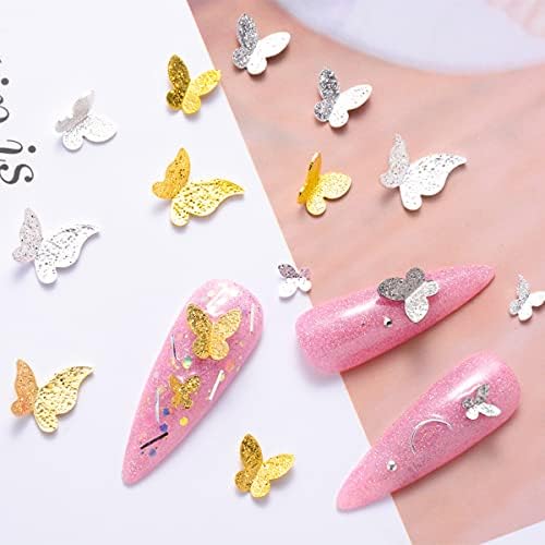 Vanchief 3D Metal Butterfly Nail Art, lantejoulas de ouro sólido lantejoulas de borboleta jóias decoração de unhas Meninas