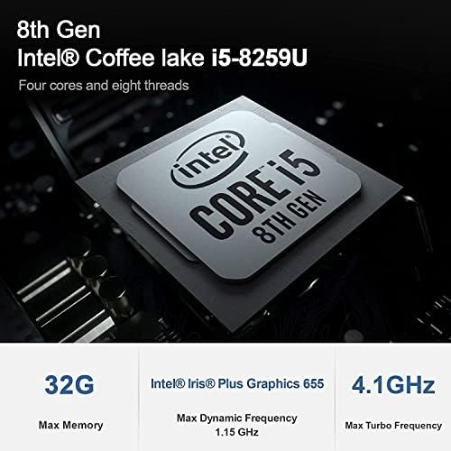 Beelink SEI8 Mini PC 8ª geração Intel I5-8259U Processador, （até 3,8 GHz） Mini Computador com 8g DDR4 RAM/256 GB M.2 NVME SSD,