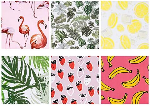 Maypluss de embrulho Folha de papel - um rolo - Flamingo/plantas/banana/morango/limão/folha Design para pequenos presentes - 17,5 x 39,4 por folha