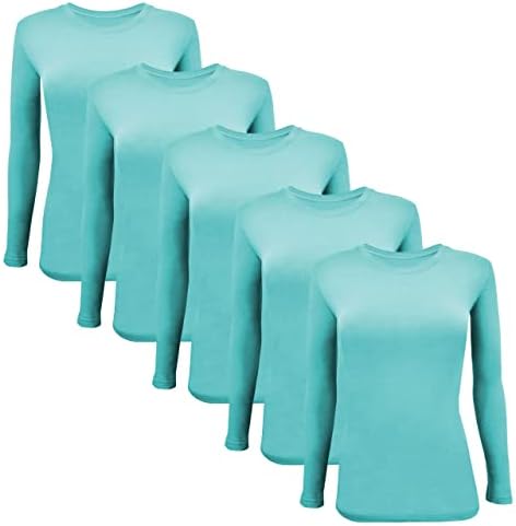Bahoki Essentials de manga longa sub -camisetas para esfoliações - ótima peça de alongamento e camada - multiuso e durável - 5 pacote