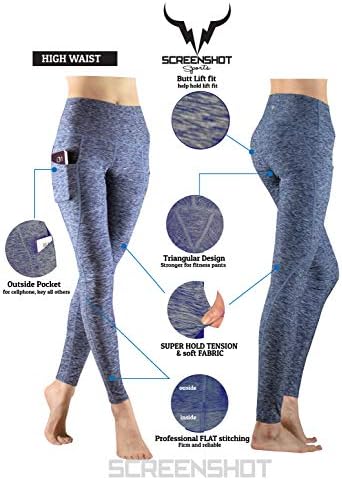 Captura de tela alta cintura de bolso de ioga Pontas de barriga Treino de controle de barriga Executando as leggings de ioga de energia de 4 vias