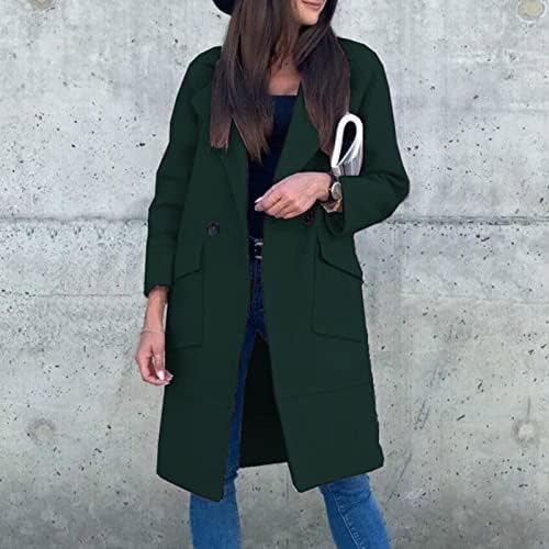 JXQCWY Classic Double Basted Coat, mulheres de manga comprida de manga comprida elegante elegante cor midi sobretudo