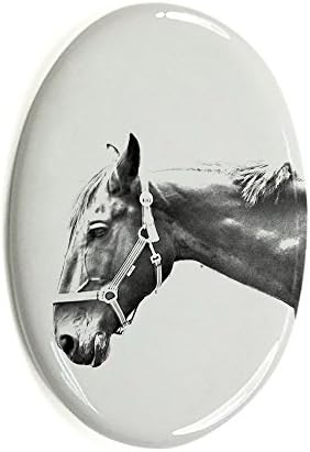 Art Dog Ltd. Hanoverian, lápide oval de azulejo de cerâmica com uma imagem de um cavalo