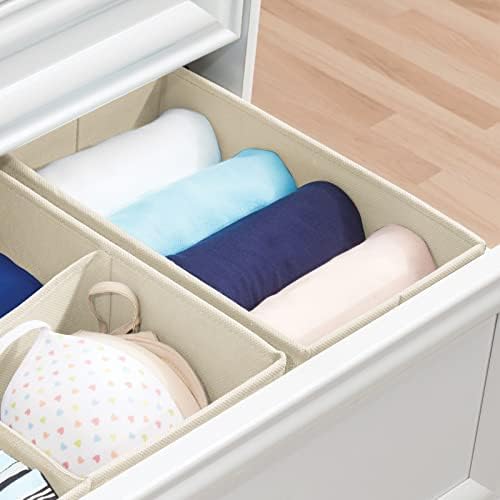 Mdesign Soft Fabric Dresser Dreta e organizador de armazenamento de armários Bin para quarto - Holds lingerie, sutiãs, meias, leggings,