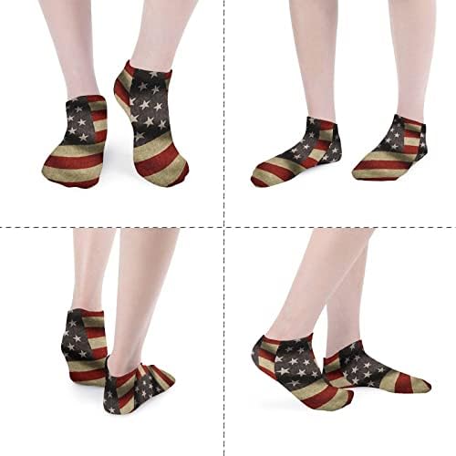 American Flag Funny Running Ankle Socks Athletic não-show meias amortecidas para homens mulheres