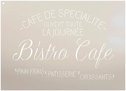 BISTRO Cafe Stêncil por Studior12 | Modelo Mylar reutilizável | Use para pintar sinais de madeira - paletes - decoração de comida francesa DIY - Tamanho selecionado