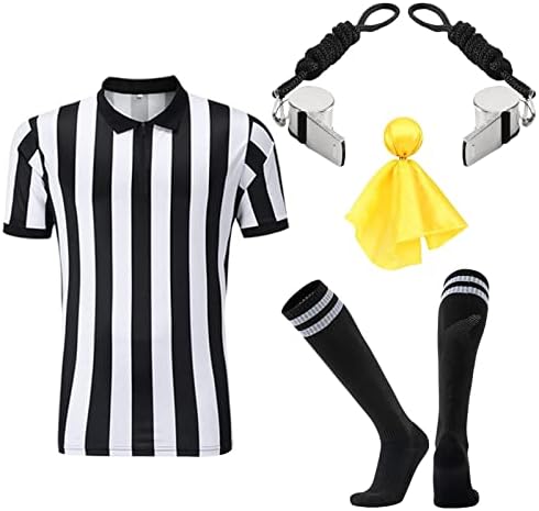 ULTRAFUN 5PCS Men's Official Arbemee Foste Foste Zipper Colle Stripe Arrebérico Camisa Soccer Soccer Penalty Bandle para