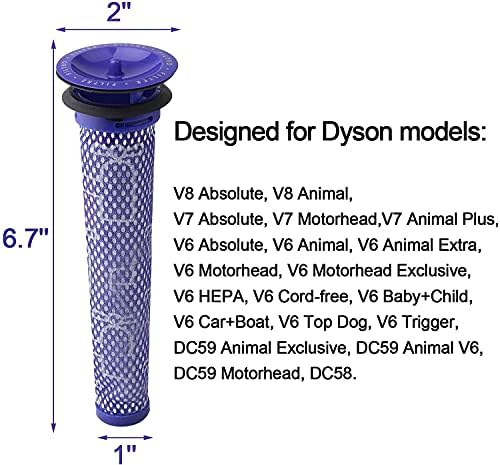 Wolfish 3 Pack pré -filtros para Dyson DC58, DC59, V6, V7, V8 Vacuum. Substituições Parte # 965661-01. 3 kit de filtros para substituições de filtro Dyson