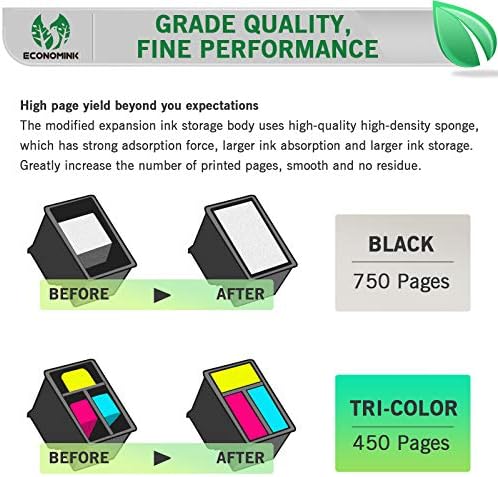 Economink Remanufacured Tination Cartides Substituição para HP 61 Black Color Combo para inveja 5530 4500 4502 5535 OfficeJet 4630