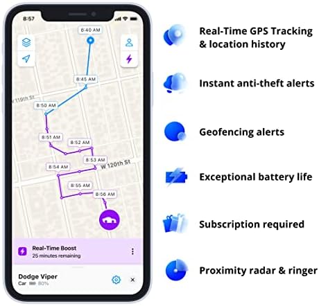 Invoxia Rastreador GPS em tempo real - Para veículos, carros, motocicletas, bicicletas, crianças - alertas de movimento e inclinação