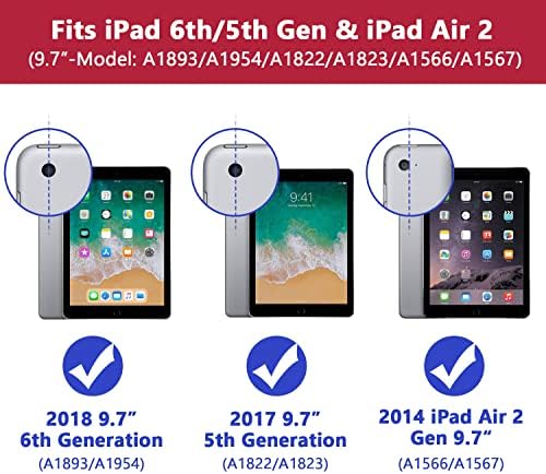 Grifobes para iPad 6º/5º Casos de geração 2018/2017, iPad Air 2 Case 2014 9,7 polegadas, Ipad de proteção robusta à