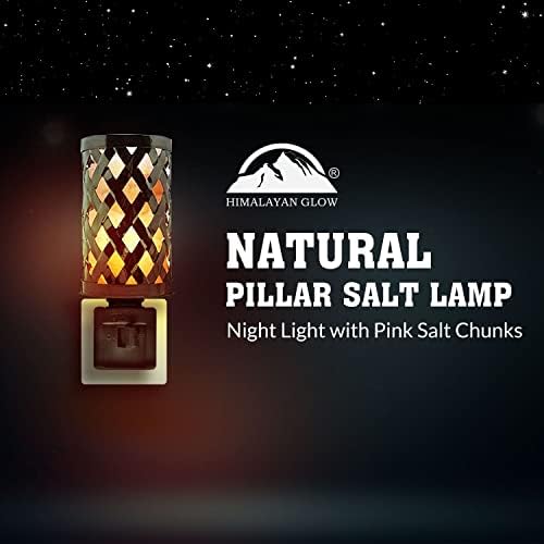 Lâmpada noturna de lâmpada de sal de estilos vintage do Himalaia com pedaços de sal rosa | Plugue de parede rotativo