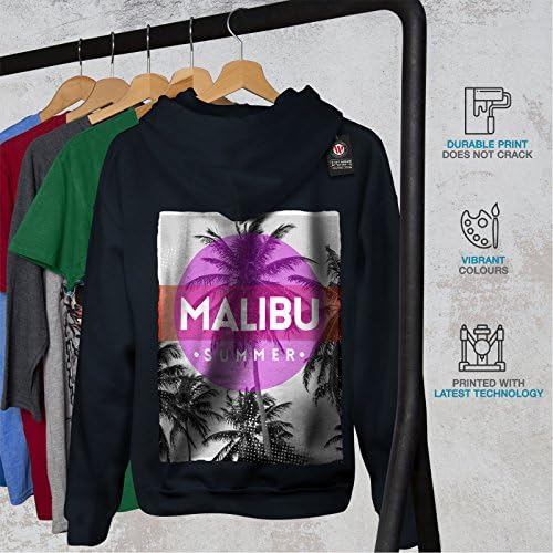 Wellcoda Malibu Summer Sun Womens Hoodie, California Print on the Jumpers Back