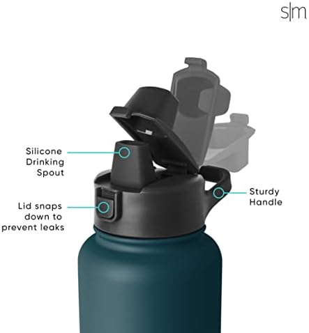 Manamão de água de 64 onças moderna de meio galão moderno com botão de push silicone tampa e marcador de medição motivacional | Grande jarro de água plástica tritan reutilizável | Coleção do Summit | Grafite