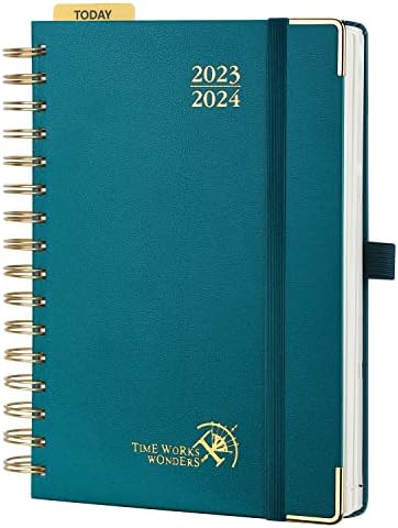 Poprun Daily Planner 2023-2024 Uma página por dia - [Spiral Hardcover] Livro de compromissos horários do calendário acadêmico