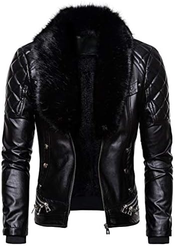 Momker Men Jacket Couro de couro punk de couro punk retro casaco de zíper masculino colarinho de bolso de bolso gótico Jackets de inverno