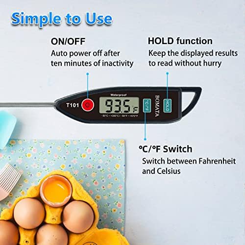 Termômetro IPX7 à prova d'água da Bomata para água, líquido, vela e cozinha. Termômetro alimentar de leitura instantânea com sonda