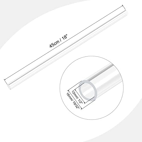 Meccanixity Tubo acrílico Limpo de tubo redondo rígido 12mm Id 16mm od 18 Para lâmpadas e lanternas, sistema de resfriamento de água