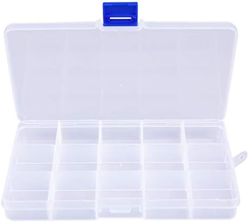 Lawei 15 Pack Plástico Caixa de jóias - 15 Caixa de armazenamento de organizadores de grade com divisores ajustáveis ​​Recipiente de compartimento de plástico para tackles de artesanato de jóias de contas
