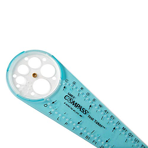 Hand2mind Safe-t Math Compass, 10 pol. Blue Compass, Compass for Geometria, Ferramenta de Desenho de Compass, Disgraphia