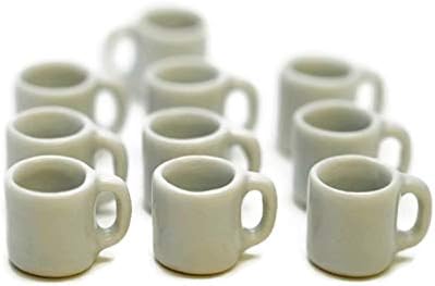 Design Changthai ½ xícara branca de 10 peças pequenos utensílios de mesa - copo em miniatura Placa de caneca tigela utensílios