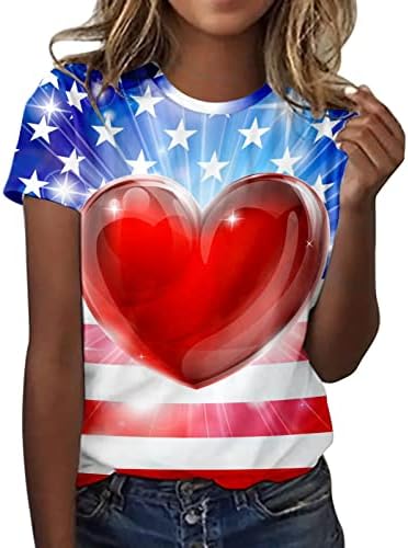 Camisas patrióticas para mulheres EUA bandeira camiseta de verão tops casuais de manga curta camiseta camise