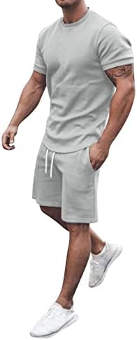 Men 2 peças roupas de verão Casual Crew Muscle Muscle Short Manga Camisetas e Classic Sport Shorts Set Settlesuit