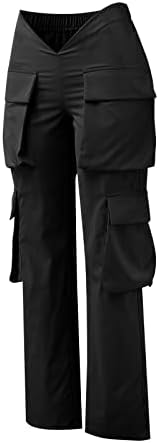 Calça feminina work work womens 2xl calça esportiva cargo macacão de macacão elástico Soild calça calças de bolsos casuais