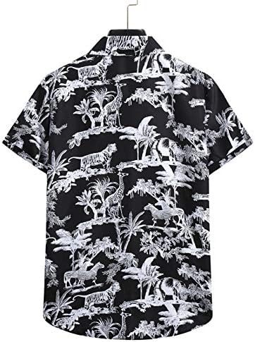 Camisas de golfe de Yhaiogs para homens menses havaianos camisetas masculinas para a praia imprimida havaiana de botão slim