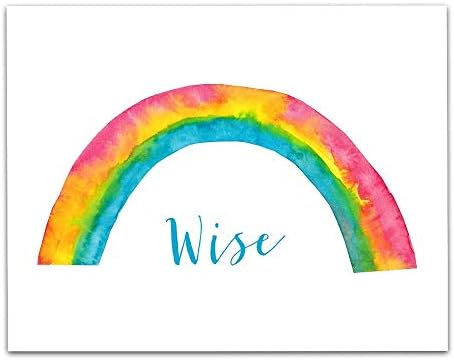 Afirmação diária dos originais do TJ, Wise 'com aquarela arco -íris, creche em crescimento infantil e nova decoração de arte