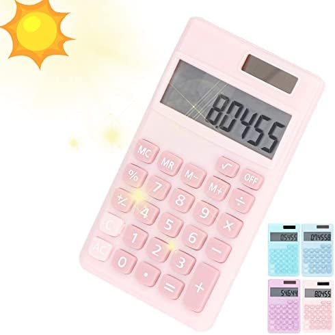 Calculadora de desktop 8 dígitos com tela LCD grande e botão sensível, função de energia solar e de bateria para escritório,