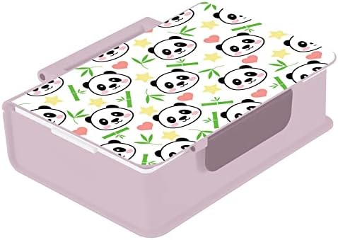 MCHiver Cute Panda Bento Box Box para adultos com alça de recipiente de almoço portátil para crianças com colher de bordo à prova