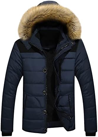 DGOOPD Men's Puffer impermeável Winter Parka Jacket Casaco espessa com peles Faux Removable Hood Anorak Windbreaker acolchoado