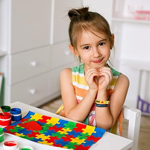 150 PCS Autismo Autismo Pulvetagem Autismo Autismo Pulpares de silicone Borracha Borda colorida peças de pulseiras com mensagens inspiradoras