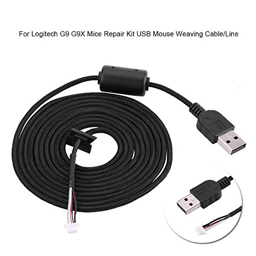 2 metros de mouse USB Mouse Fio Cable Substituição de Reparação de Reparação para Logitech G9/G9X Mouse