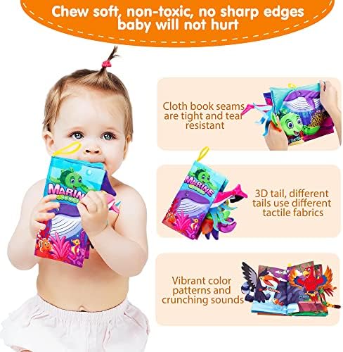 Livros para bebês 0-6 meses, Primeiro livro de bebês macios de pano, brinquedo interativo da educação precoce para bebês,