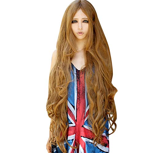 VKVWIV Tia Hair Products Girl Wig Hair Natural 100cm Party Synthetic Wig Long Curly Wig Full Honey Lace Front Wig
