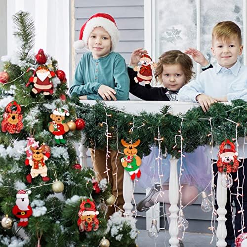 12 peças Ornamentos de pelúcia de Natal Decorações de árvore de Natal Papai Noel Snow Papai Noel Bear Elk Ornamentos de Natal Decorações penduradas para festas de Natal Pingente decorativo