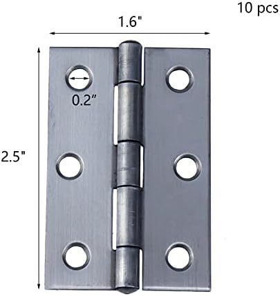 Wealrit 10 PCs 1,5 Aço inoxidável dobra de prata Não mortise dobradiças pesadas dobradiças dobráveis ​​hinges hardware