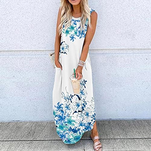 Vestidos de verão de Zpervoba para mulheres sem mangas casuais vestidos de vestido floral