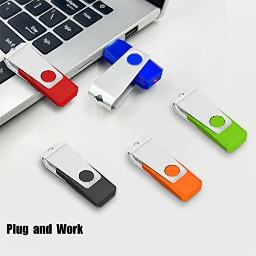 USB Flash Drive 8GB 5 pacote, Wooolken USB 2.0 Memory Stick com colhedores de polegar giro