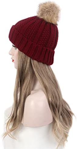 Shzbcdn Fashion Europeu e American Ladies Hair Hat One Long Curly Gold Wig and Hat Hat One Red Knit Hat Wig