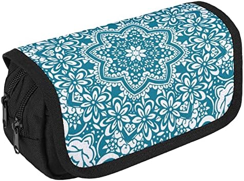 Mandala Padrão étnico Caso de lápis de grande capacidade para vários saco de lápis Multi-slot Bolsa de armazenamento portátil de caneta com zíper