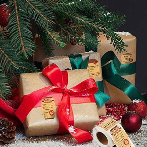 200 contagem de adesivos de natal adesivo kraft rótulos de natal kraft adesivos para focas cartões apresentam decorações,