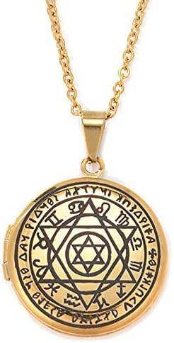 Uthosmdo Talisman Seal Solomon Star Star 12 Constellation Pingente de aço inoxidável que contém fotos Gestão colar presente para meninas mulheres