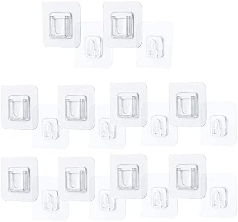 20 pares adesivos adesivos de dupla face ganchos de cabide forte transparente copo de copo de parede de armazenamento de parede