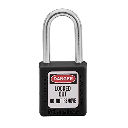 Mestre Lock 410blk Lockout Tagout Padlock de segurança com chave preta de 0,25 pol. Diâmetro de manilha