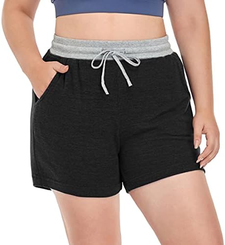 Zerdococean feminino plus size 5 lounge casual yoga shorts de pijama shorts atléticos para campainha ativa com bolsos